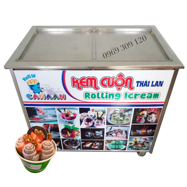 Máy Làm Kem Cuộn Thái Lan 2 chảo 42cm