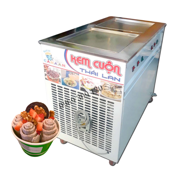 Máy Làm Kem Cuộn Thái Lan 2 chảo 42cm