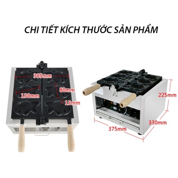 Máy Làm Bánh Cá Cười 3 Khuôn Dùng Gas - Ảnh 2