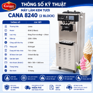 Alternative view of Máy Làm Kem Tươi CANA 8240 (2 Block) – Máy Kem Tươi Công Nghiệp Năng Suất 50L/h