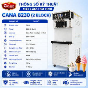 Alternative view of Máy Làm Kem Tươi CANA 8230 (2 Block) – Máy Kem Tươi Công Nghiệp 2400W Năng Suất Cao